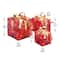 Red Sisal Gift Box Set with Clear Lights